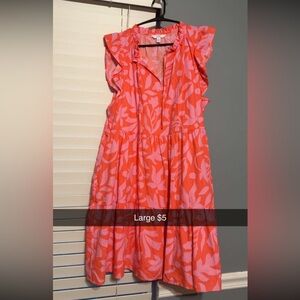 Coral Floral Ruffle Dress